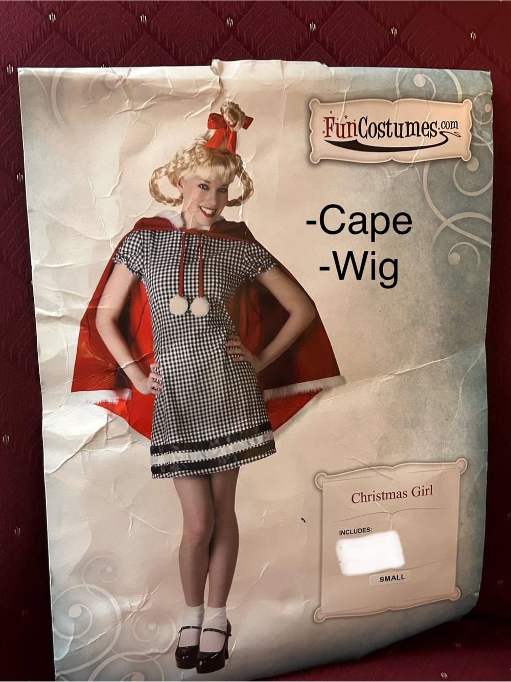 Grinch Cindy Lou Who Wig (One Size) + Red Cape (Size Small) Christmas Costume